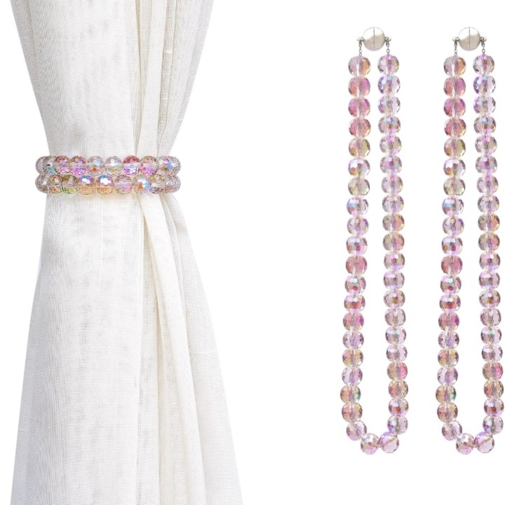 Magnetic Crystal Beaded Curtain Tiebacks ✨ (Pink, Purple & Clear) - Picture 7 of 7